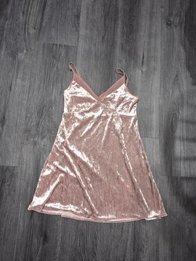 Full Tilt Blush Pink Velvet Slip Dress with Lace Trim Size Medium
